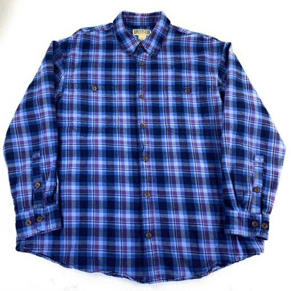 NWT Duluth Men's Free Swingin' Blue Flannel Plaid Shirt M